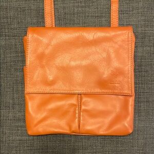 Orange Leather Crossbody Bag